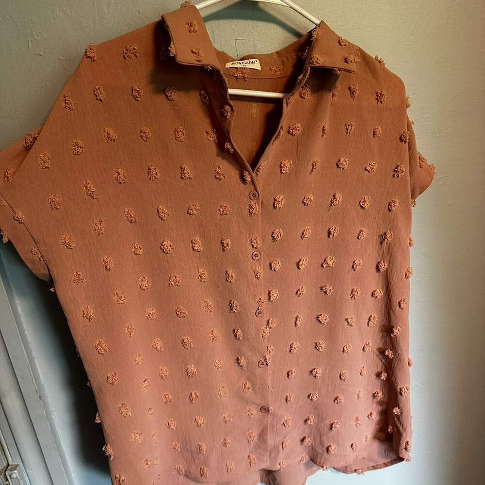 Dusty Pink Textured Shirt Bothenial Blouse